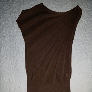 Cache Off Shoulder Brown Oversize Top Size Small